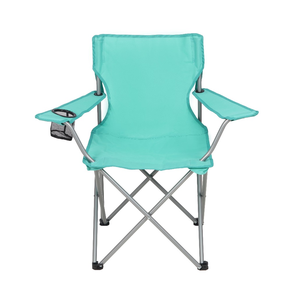 Outdoor Furniture Green - Foldable Quad Camping Chair with Cup