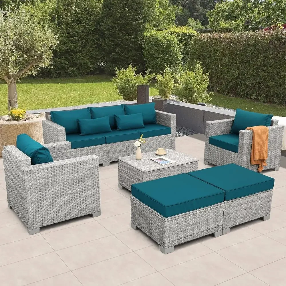 Outdoor Furniture Grey - 6-Piece Grey Wicker Outdoor Patio Furniture