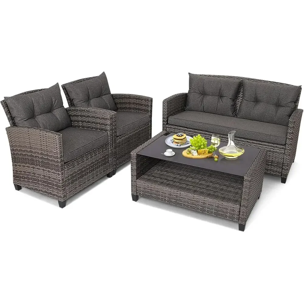 Outdoor Furniture Grey - Grey Outdoor Patio Furniture Set: 4-Piece