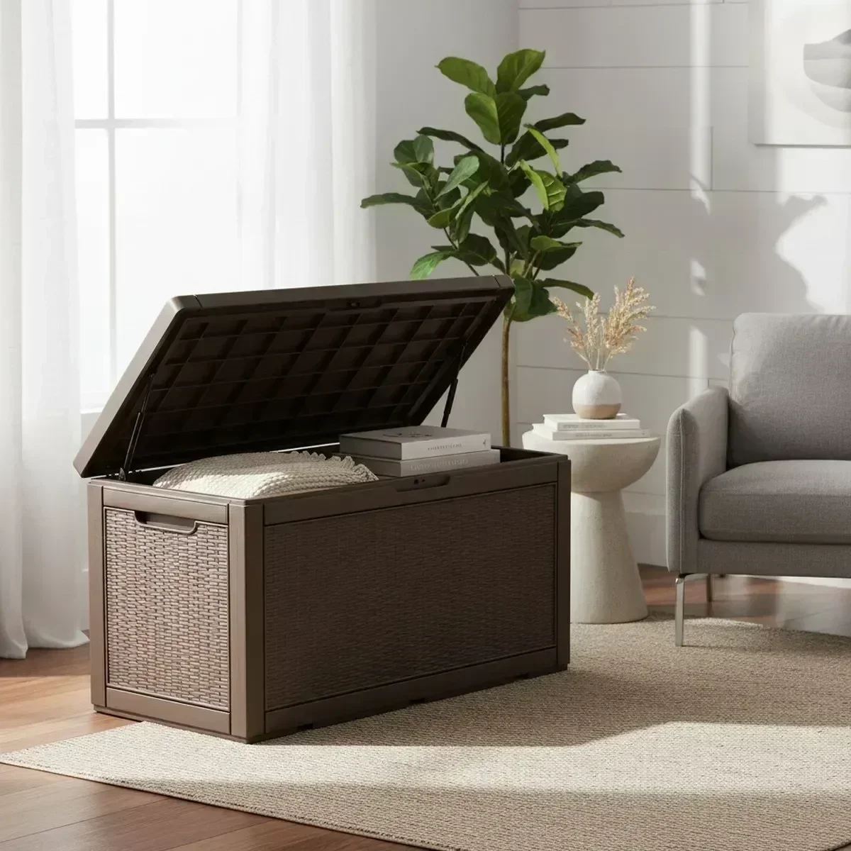 Outdoor Furniture Grey - Large Outdoor Storage Bench Waterproof Grey