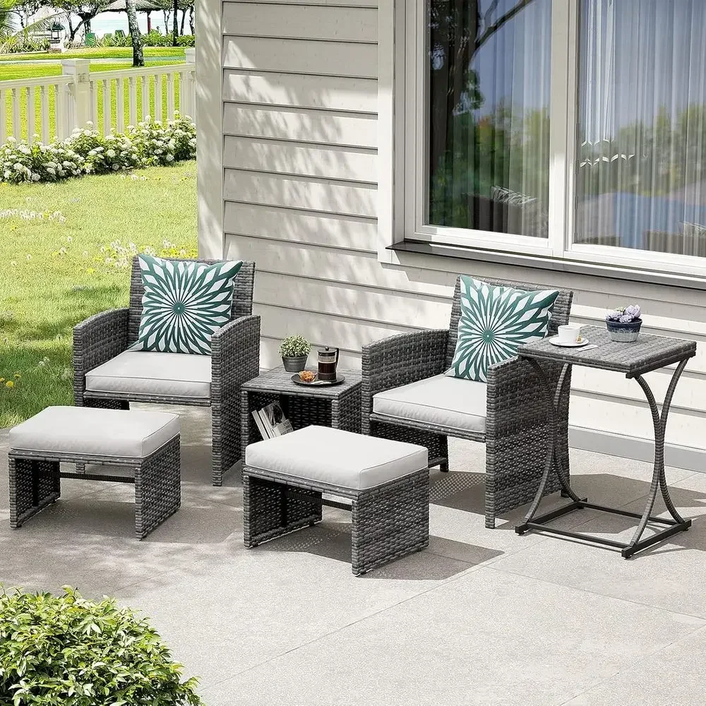 6-Piece Outdoor Grey Wicker Pa - Outdoor Furniture Grey recension och pris