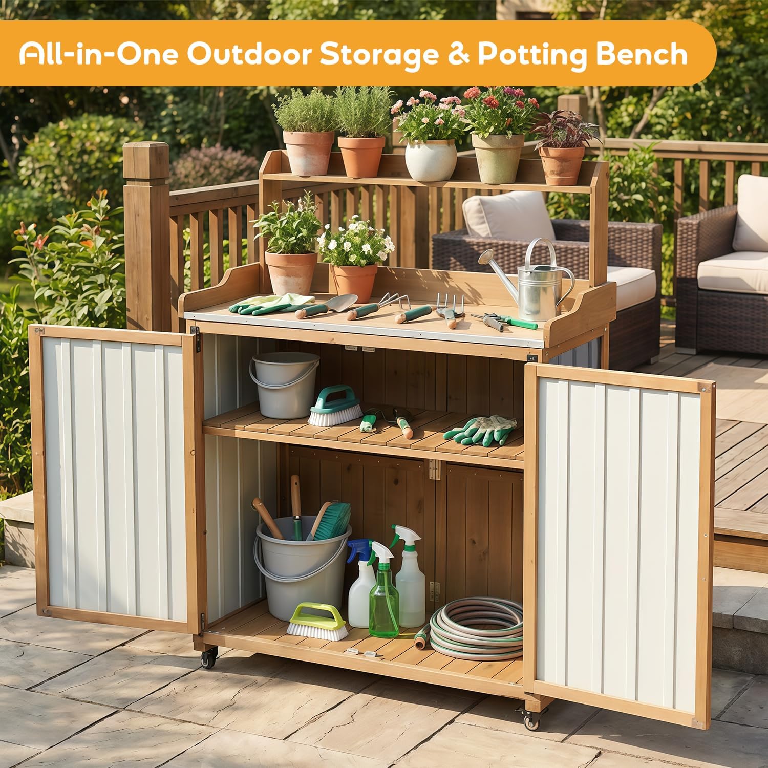 Potting Bench Table Outdoor St - Garden Bench Metal recension och pris