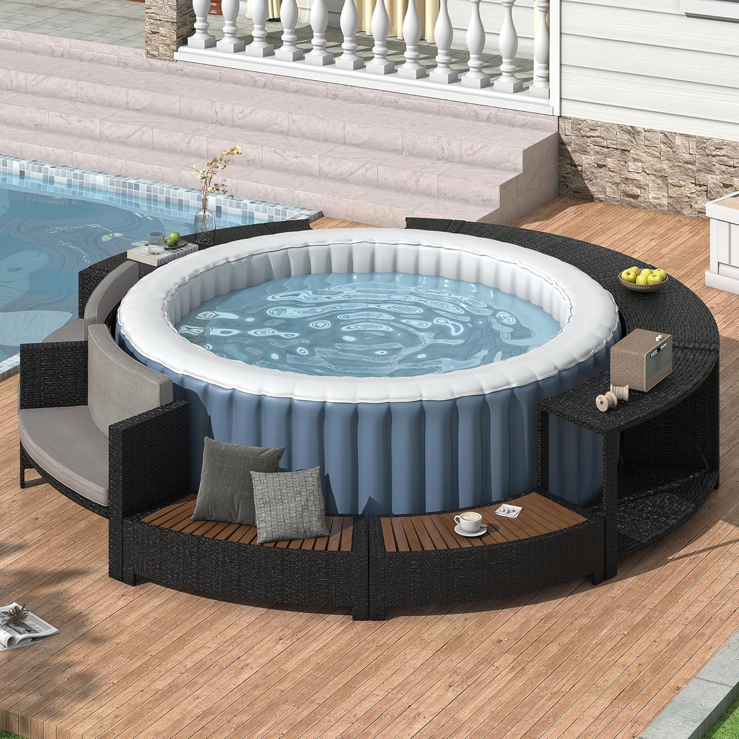 Rattan Patio Sofa Set with Sto - Outdoor Furniture Grey recension och pris