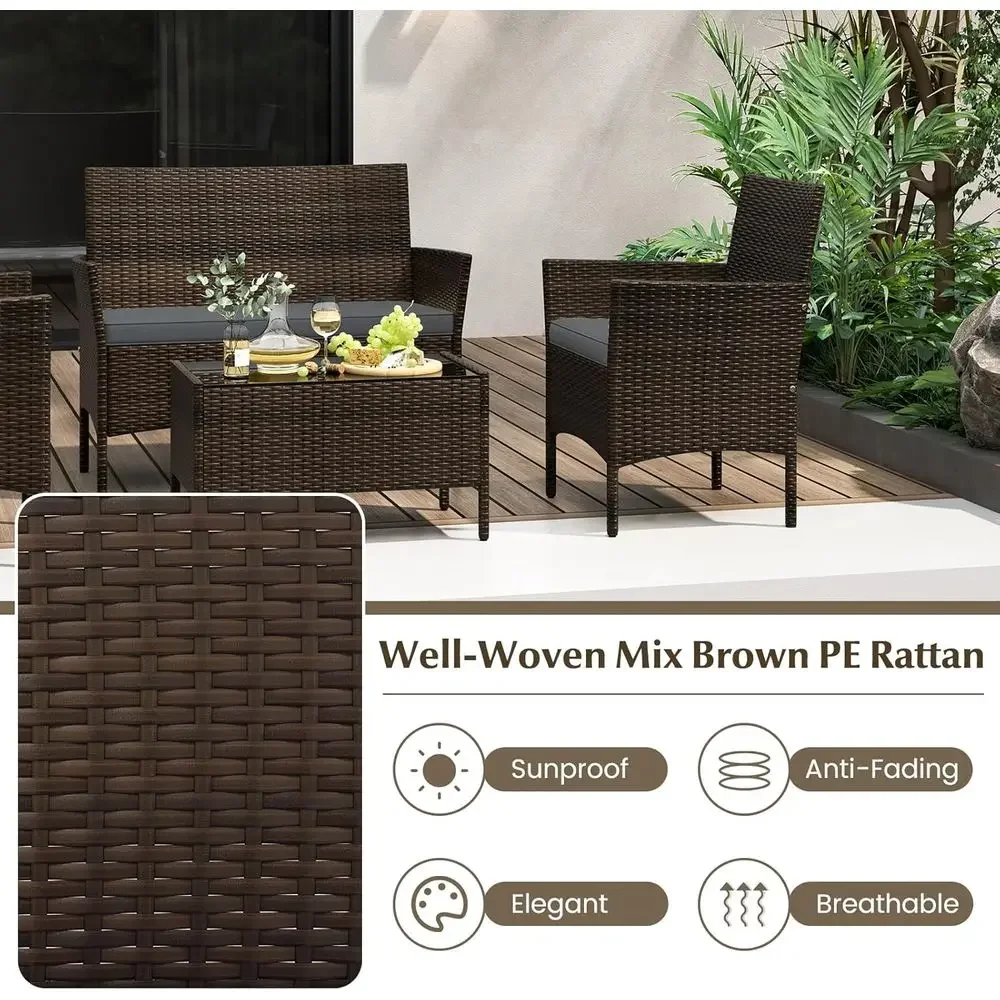 8-Piece Outdoor Rattan Patio F - Outdoor Furniture Grey recension och pris