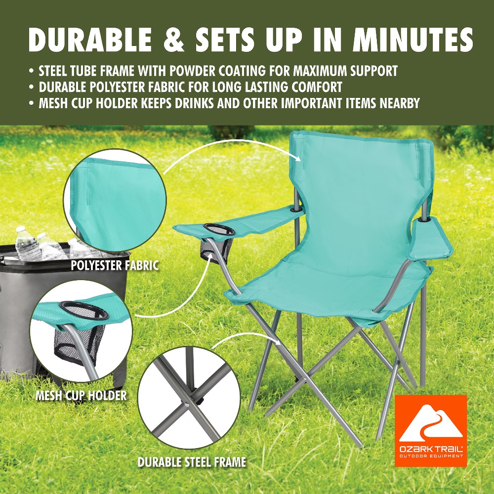 Foldable Quad Camping Chair wi - Outdoor Furniture Green recension och pris