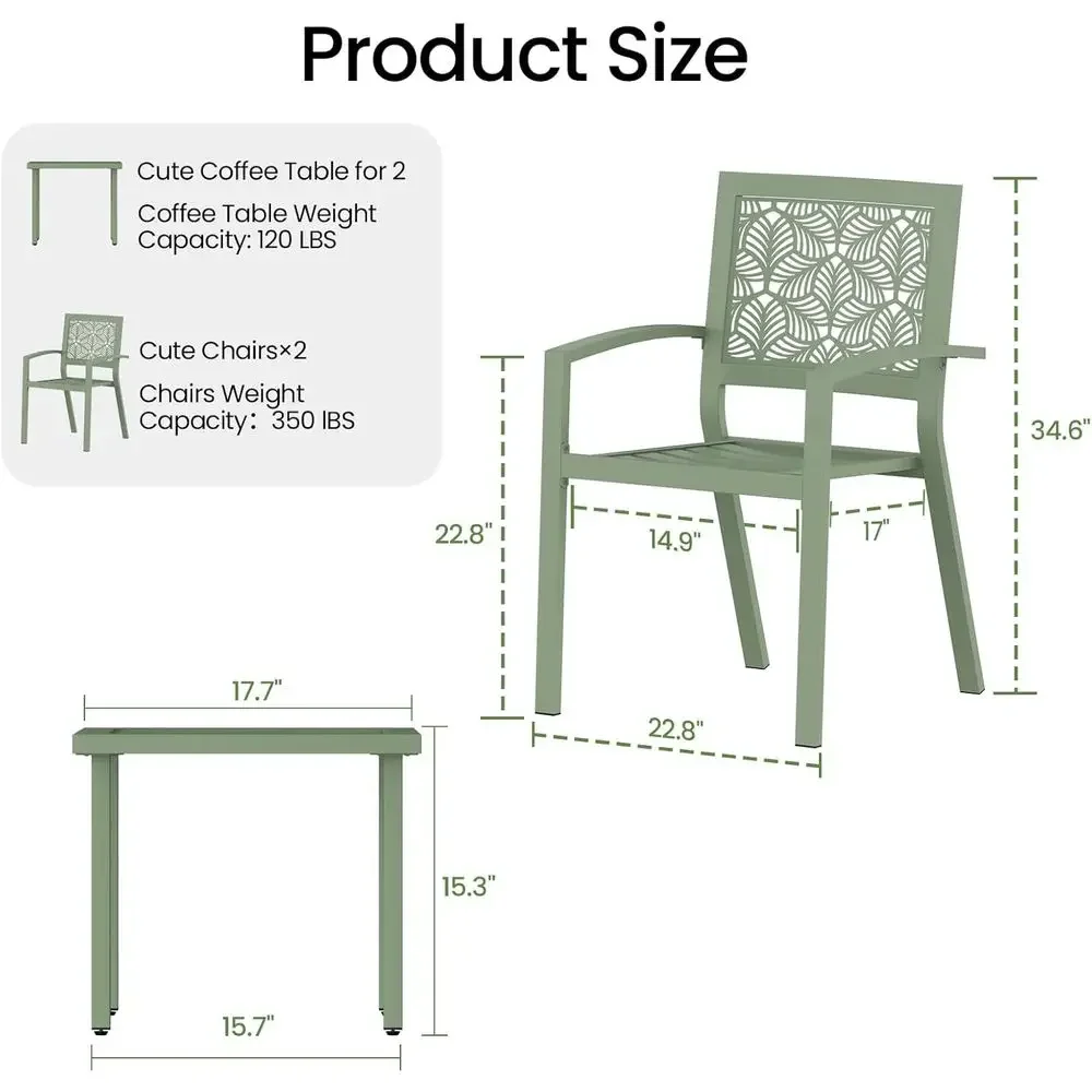 3-Piece Outdoor Bistro Set, St - Outdoor Furniture Green recension och pris