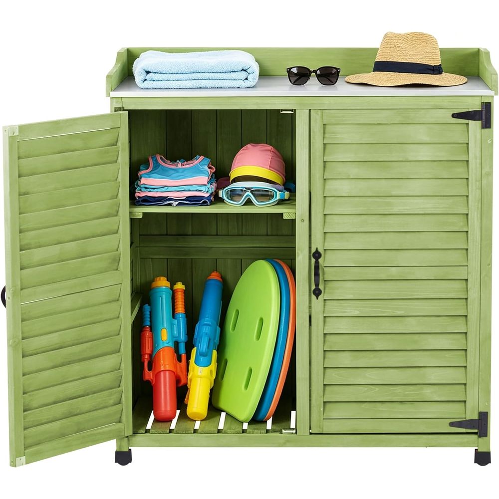 Outdoor Potting Bench with Met - Garden Bench Metal recension och pris
