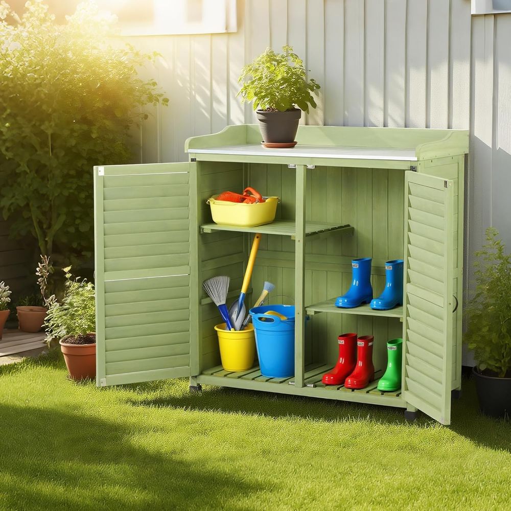 Outdoor Potting Bench with Met - Garden Bench Metal recension och pris