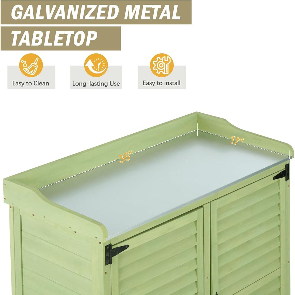 Outdoor Potting Bench with Met - Garden Bench Metal recension och pris