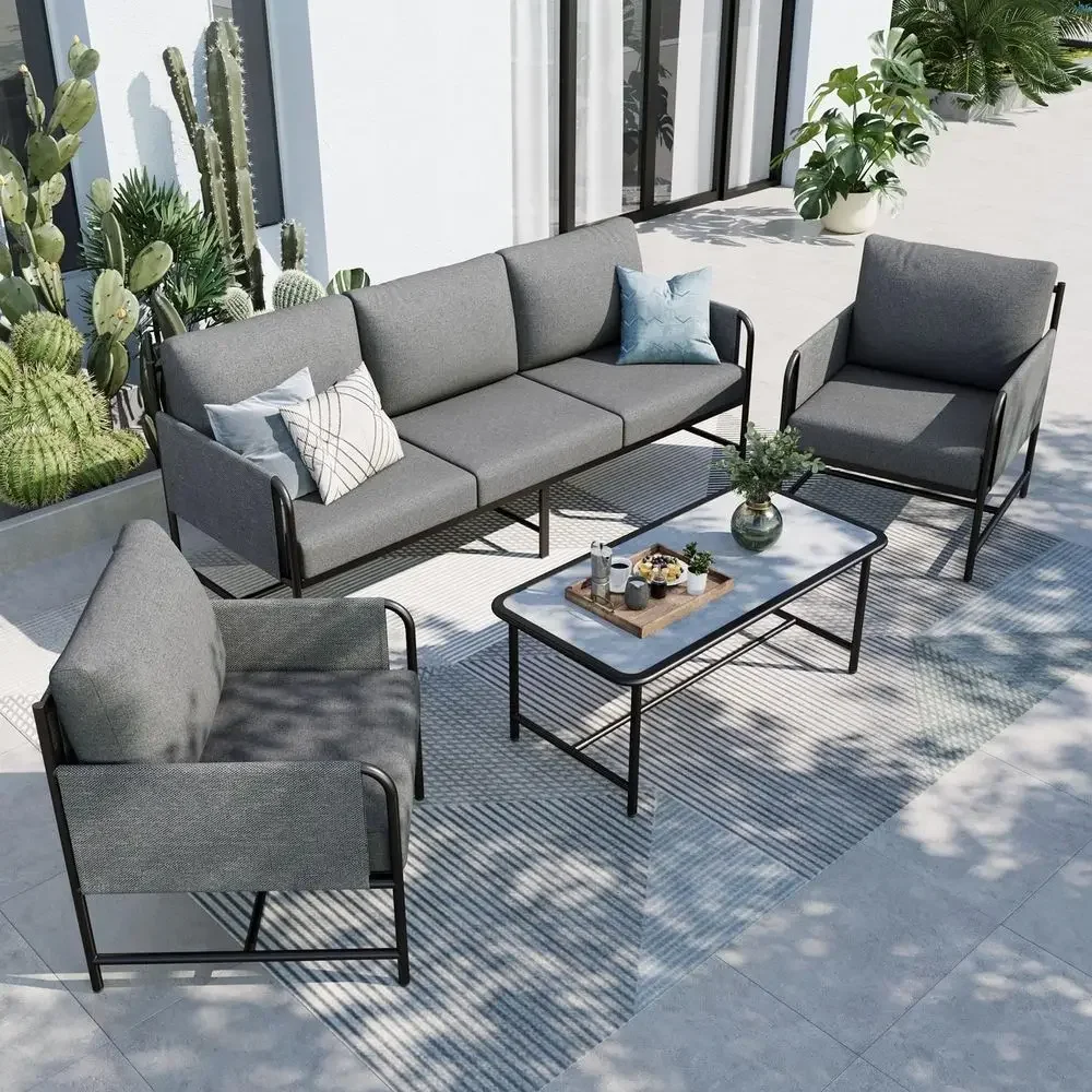5-Seat Outdoor Patio Furniture - Outdoor Furniture Grey recension och pris