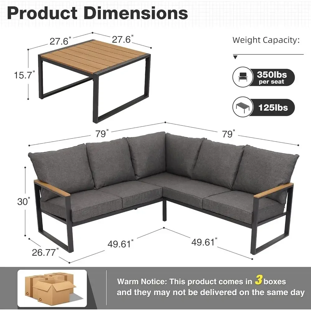 6-Piece Outdoor Sectional Sofa - Outdoor Furniture Grey recension och pris