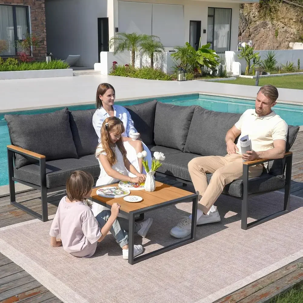 6-Piece Outdoor Sectional Sofa - Outdoor Furniture Grey recension och pris