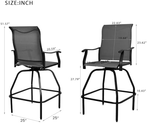 Patio Bar Set 2pcs Swivel Bar  - Outdoor Furniture Grey recension och pris