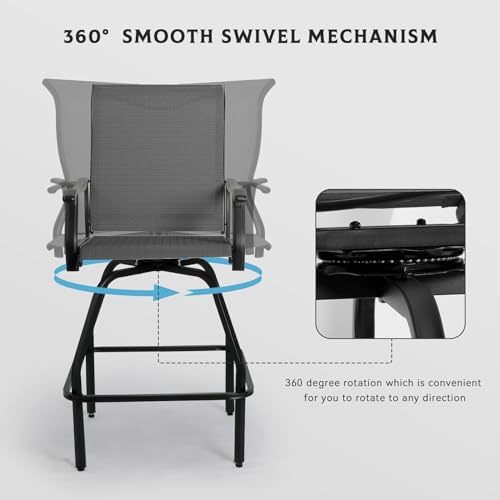 Patio Bar Set 2pcs Swivel Bar  - Outdoor Furniture Grey recension och pris