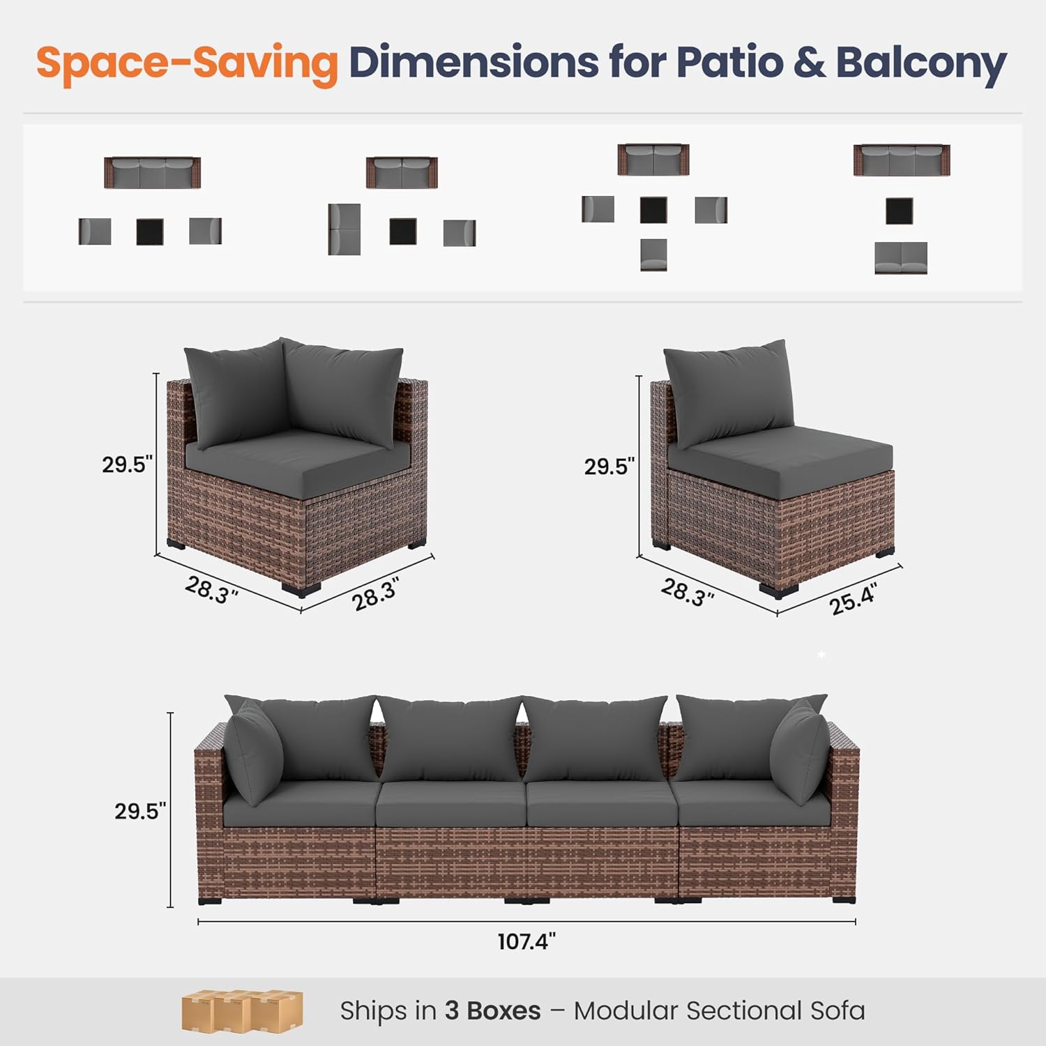 5-Piece Outdoor Sectional Sofa - Outdoor Furniture Grey recension och pris