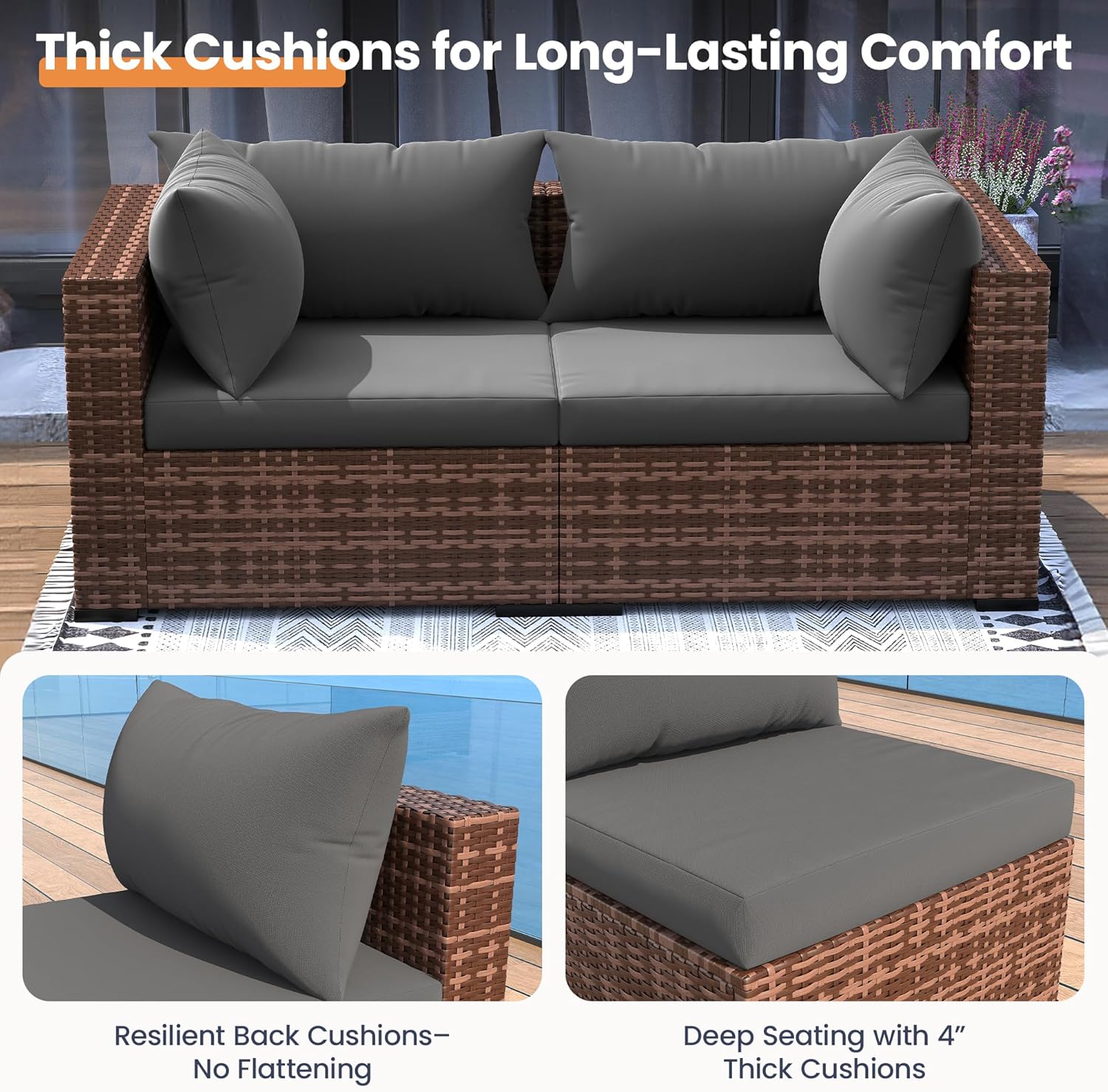 5-Piece Outdoor Sectional Sofa - Outdoor Furniture Grey recension och pris