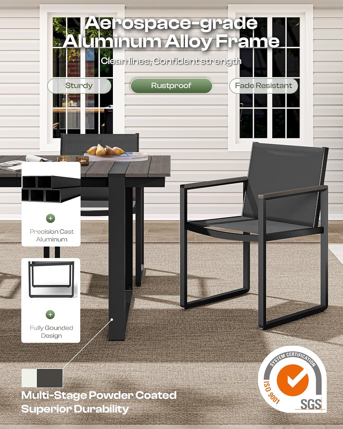 Aluminum Patio Dining Chairs S - Outdoor Furniture Dining Set recension och pris