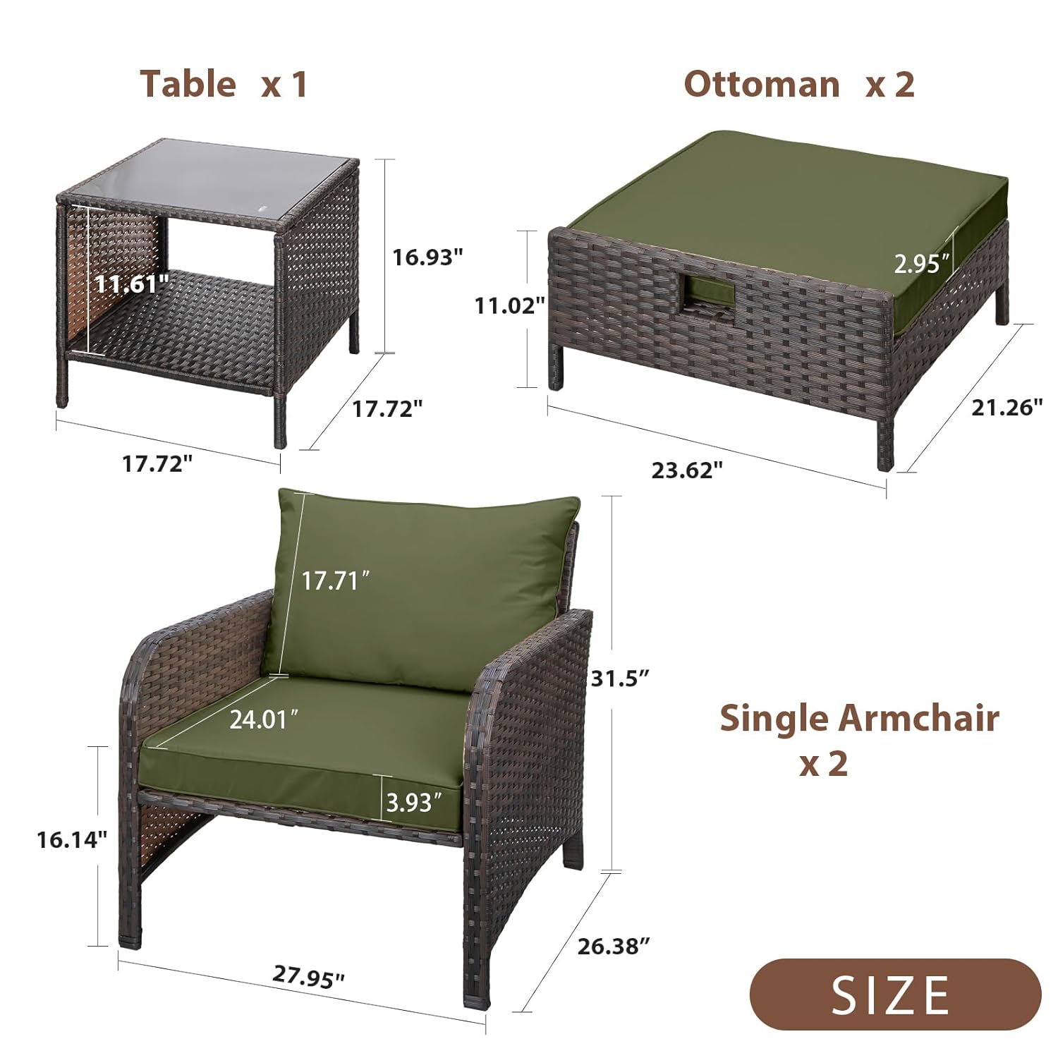 5 Piece PE Rattan Patio Set Ou - Outdoor Furniture Green recension och pris
