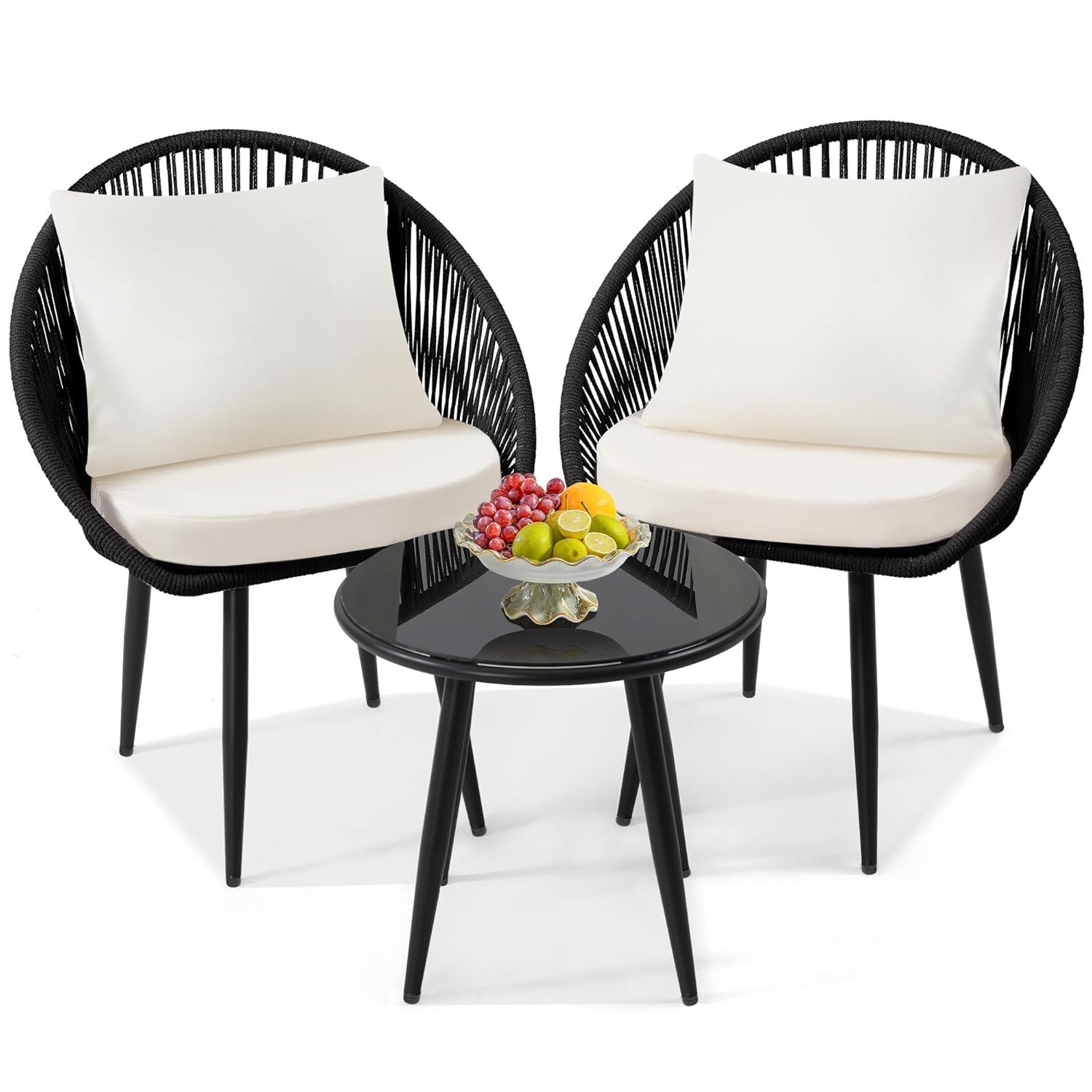 3 Pieces Bistro Set, Woven Rop - Outdoor Furniture Bali recension och pris