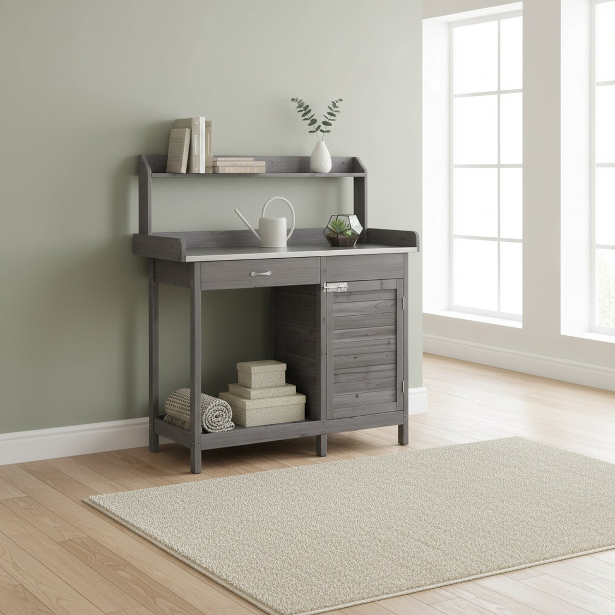 Outdoor Potting Bench Gray Met - Garden Bench Metal recension och pris