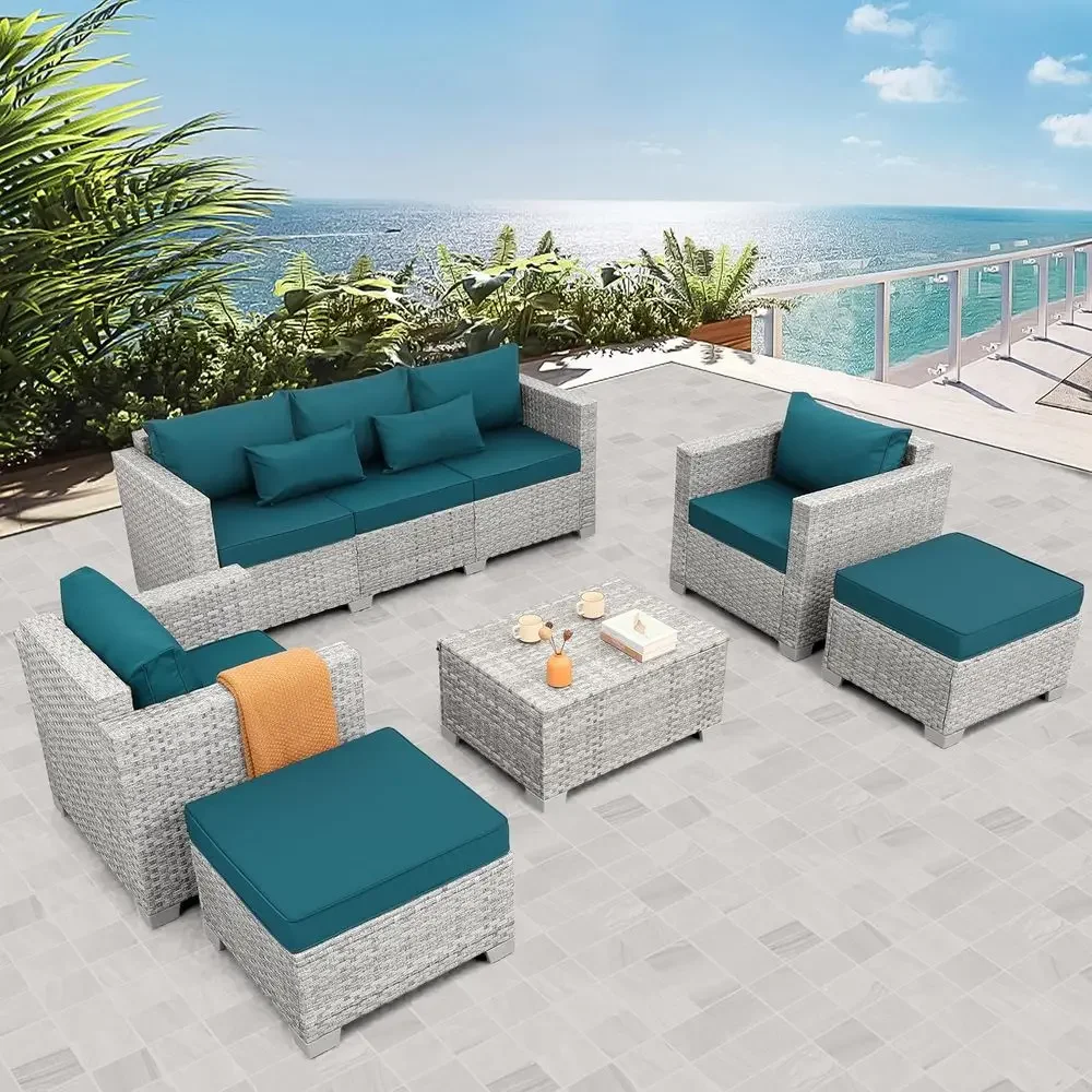 6-Piece Grey Wicker Outdoor Pa - Outdoor Furniture Grey recension och pris