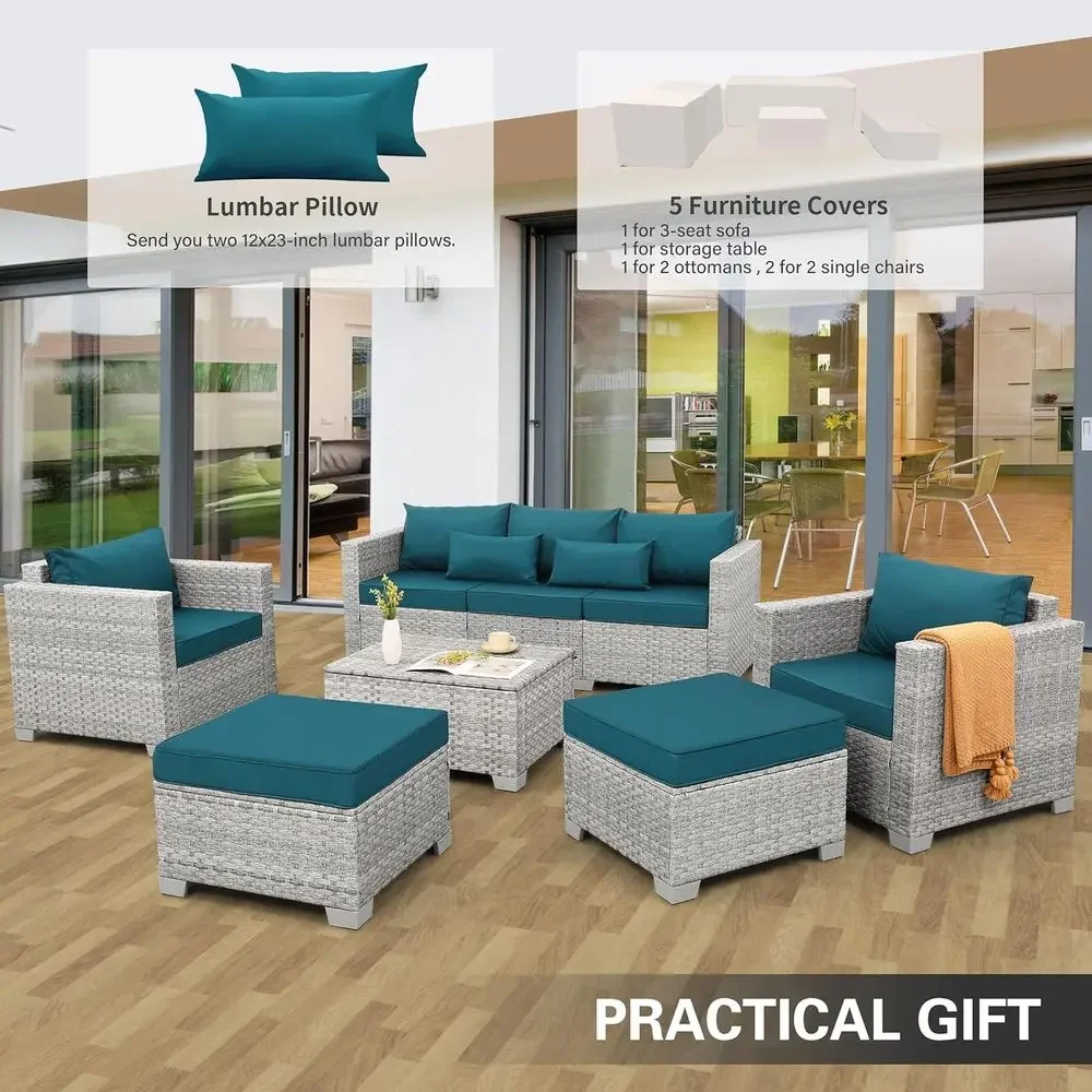 6-Piece Grey Wicker Outdoor Pa - Outdoor Furniture Grey recension och pris