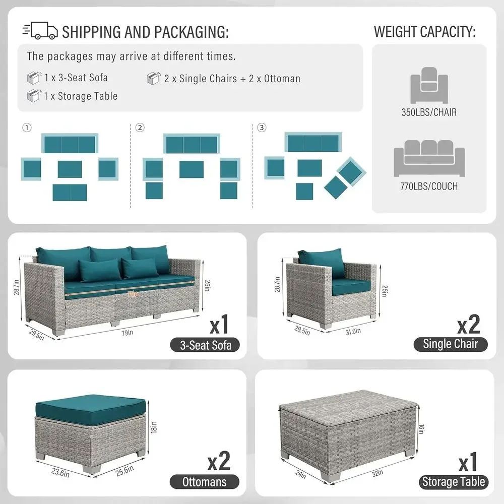 6-Piece Grey Wicker Outdoor Pa - Outdoor Furniture Grey recension och pris