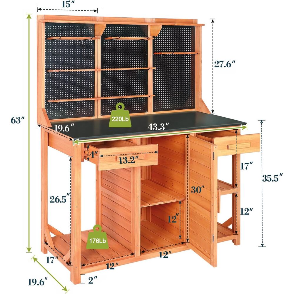Wooden Garden Potting Bench wi - Garden Bench Metal recension och pris