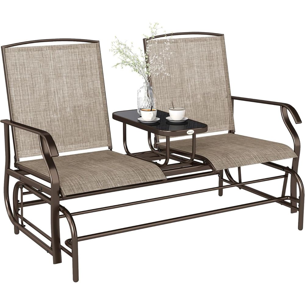 Outdoor Glider Bench with Cent - Garden Bench Metal recension och pris
