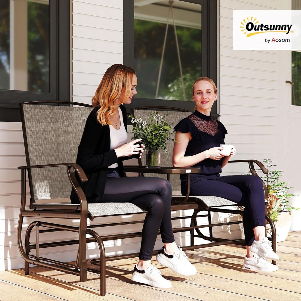 Outdoor Glider Bench with Cent - Garden Bench Metal recension och pris