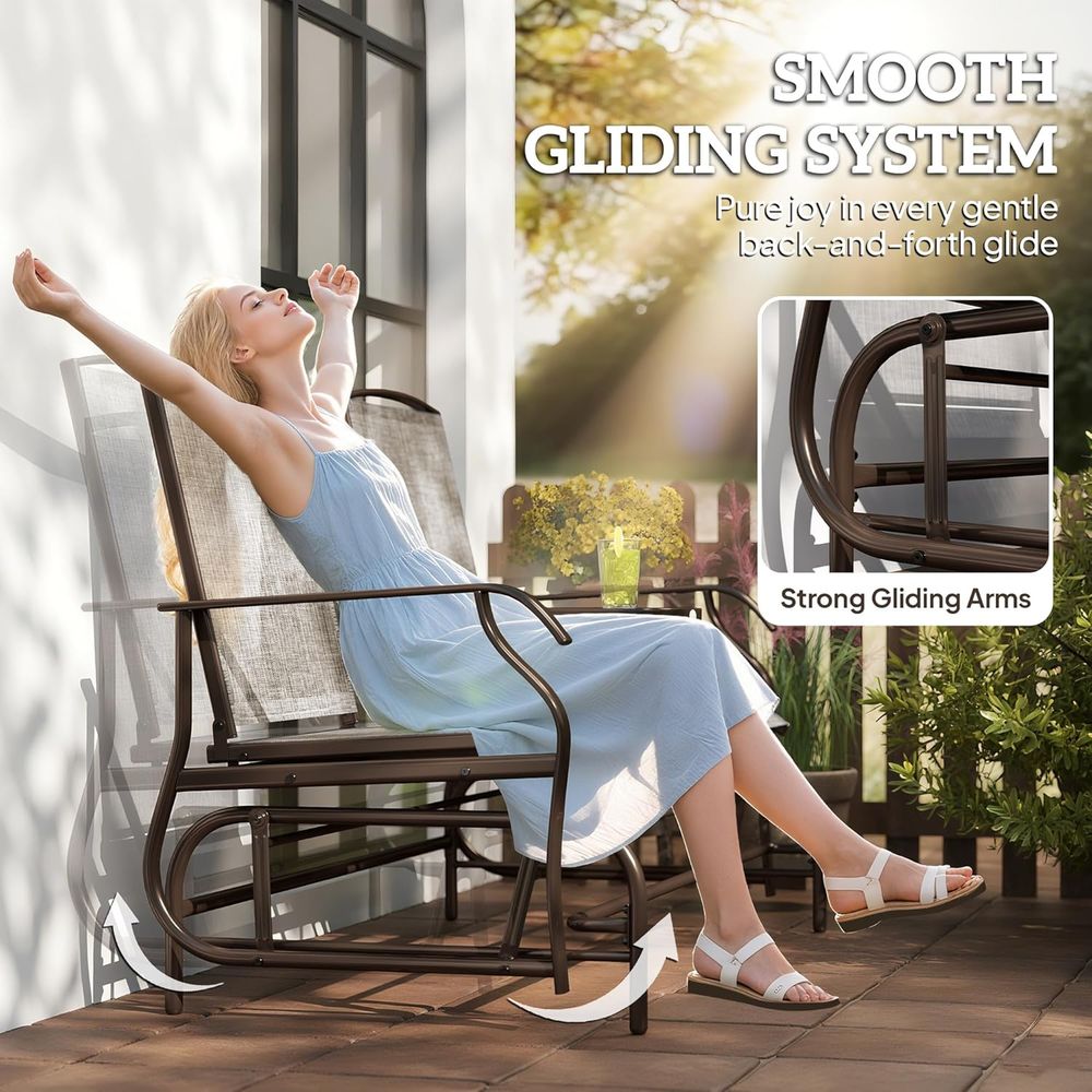 Outdoor Glider Bench with Cent - Garden Bench Metal recension och pris