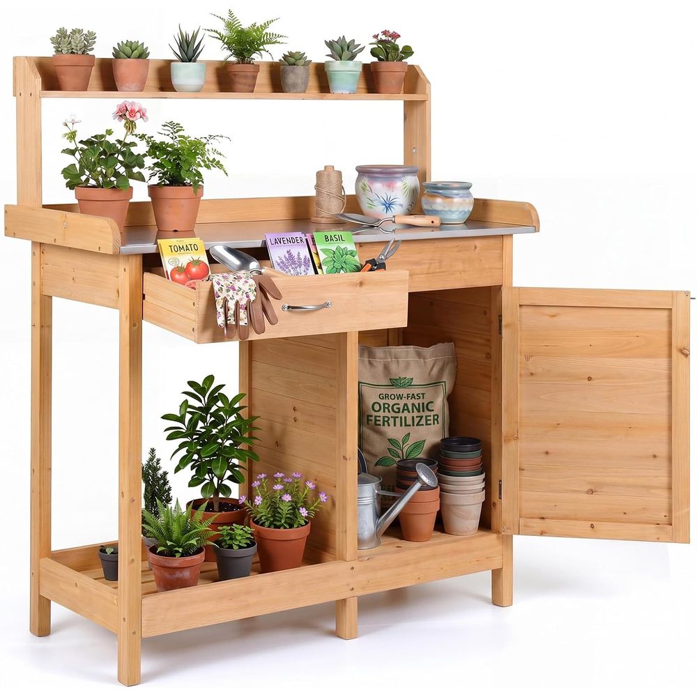 Outdoor Potting Bench Table Wo - Garden Bench Metal recension och pris