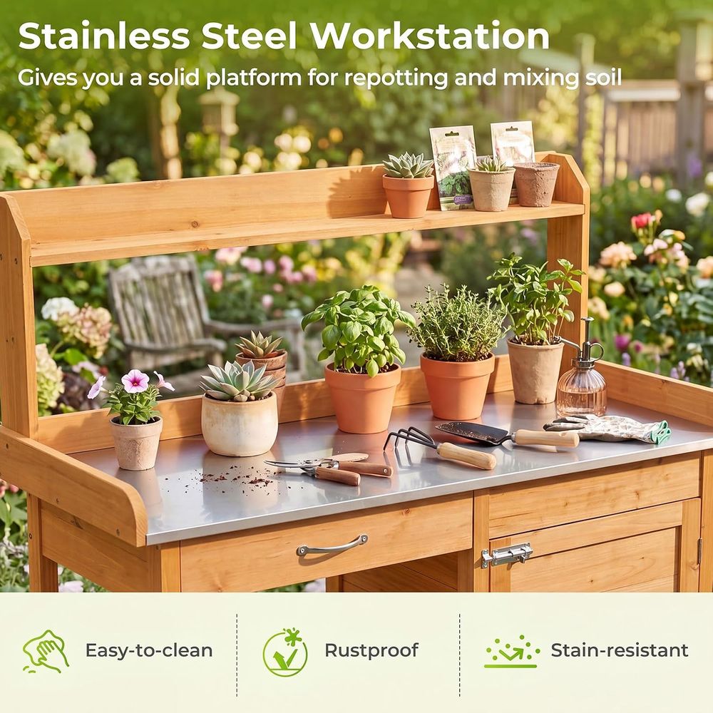 Outdoor Potting Bench Table Wo - Garden Bench Metal recension och pris