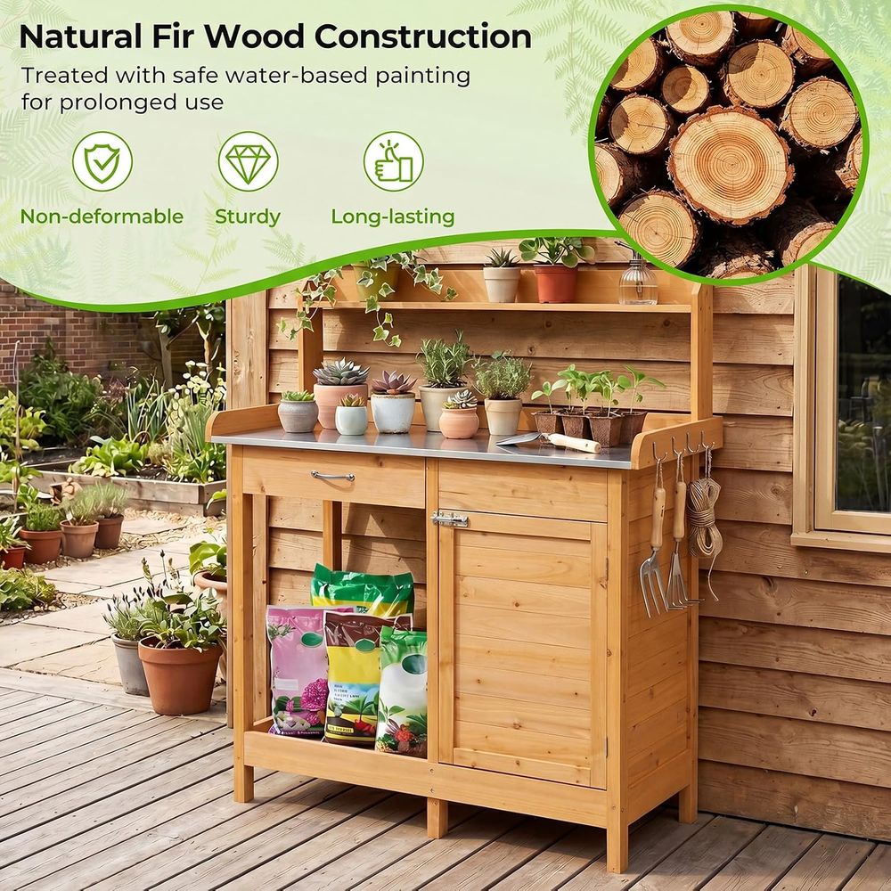 Outdoor Potting Bench Table Wo - Garden Bench Metal recension och pris