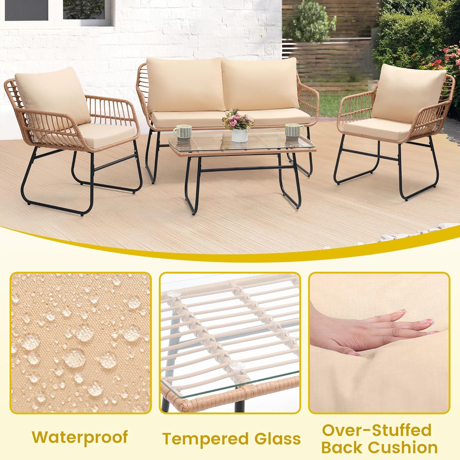 4 Piece Patio Bistro Outdoor F - Outdoor Furniture Bali recension och pris