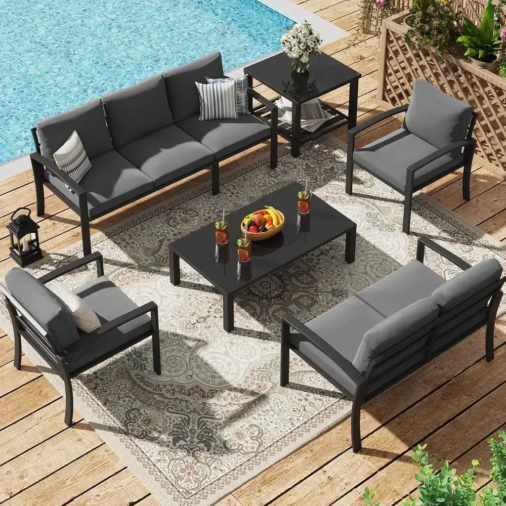 6-Piece Outdoor Patio Furnitur - Outdoor Furniture Grey recension och pris