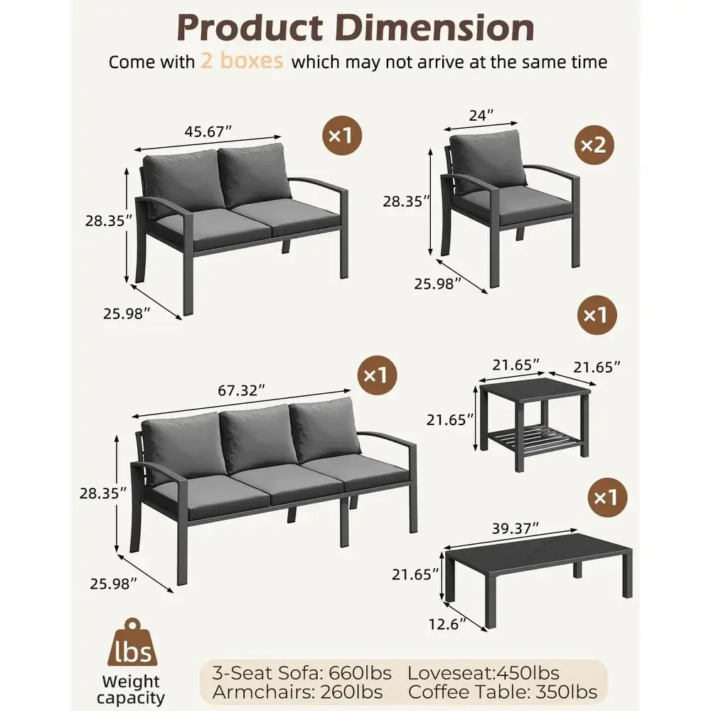 6-Piece Outdoor Patio Furnitur - Outdoor Furniture Grey recension och pris