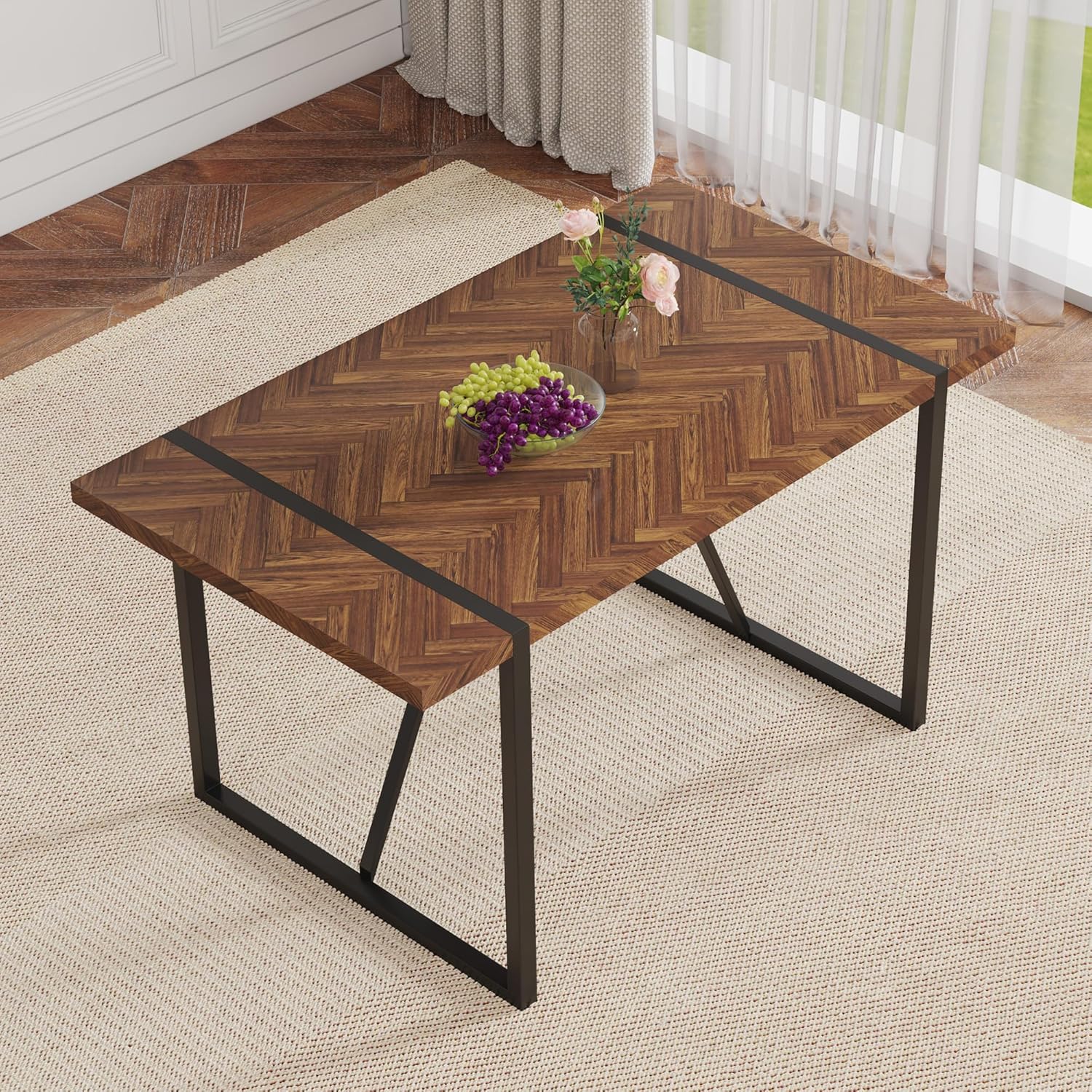 Retro Dining Table Dark Wood T - Outdoor Furniture Legs recension och pris