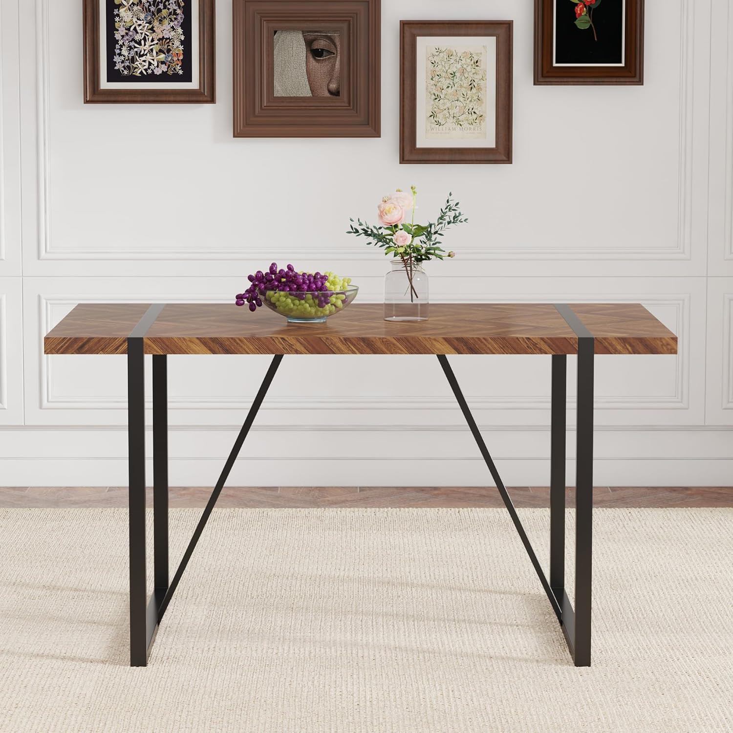 Retro Dining Table Dark Wood T - Outdoor Furniture Legs recension och pris