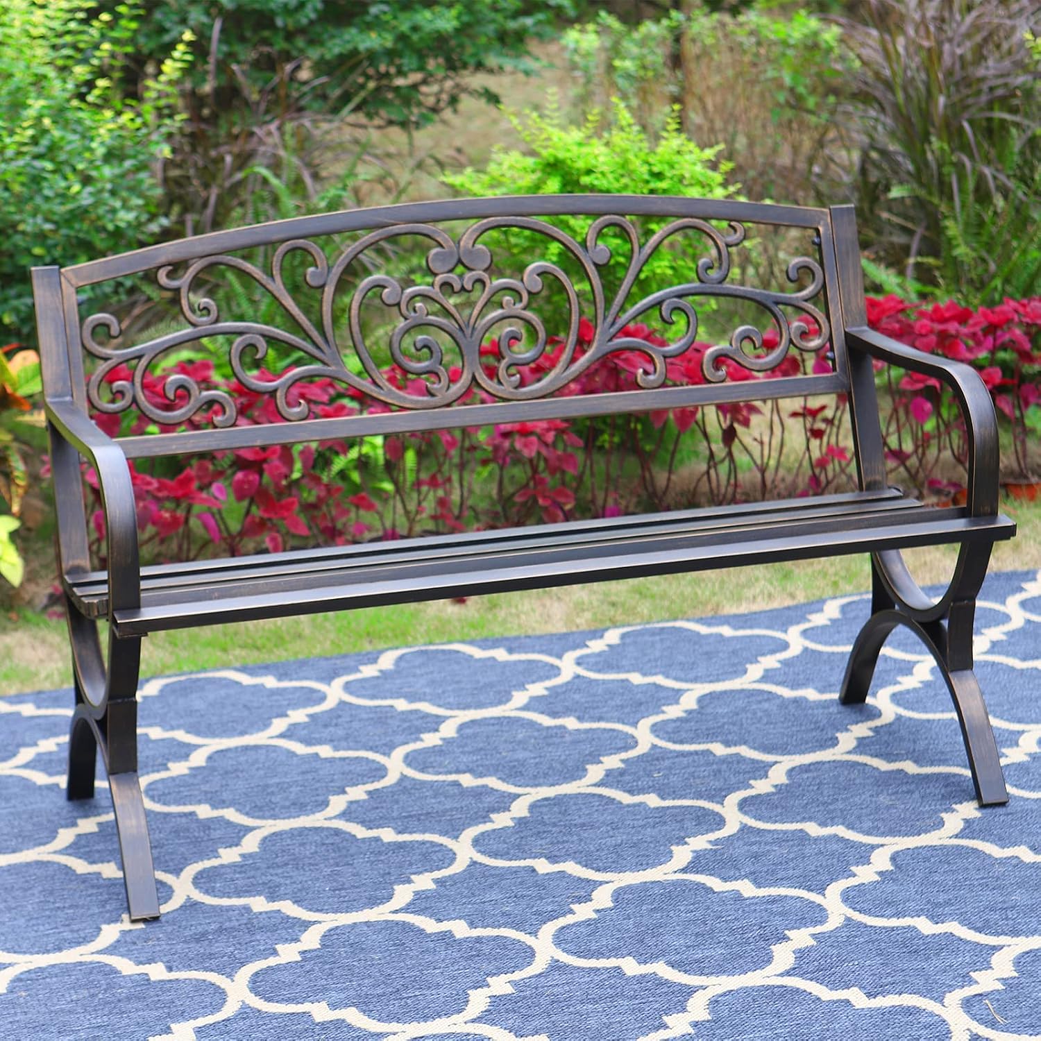 Bronze 50 Inch Outdoor Garden  - Garden Bench Metal recension och pris