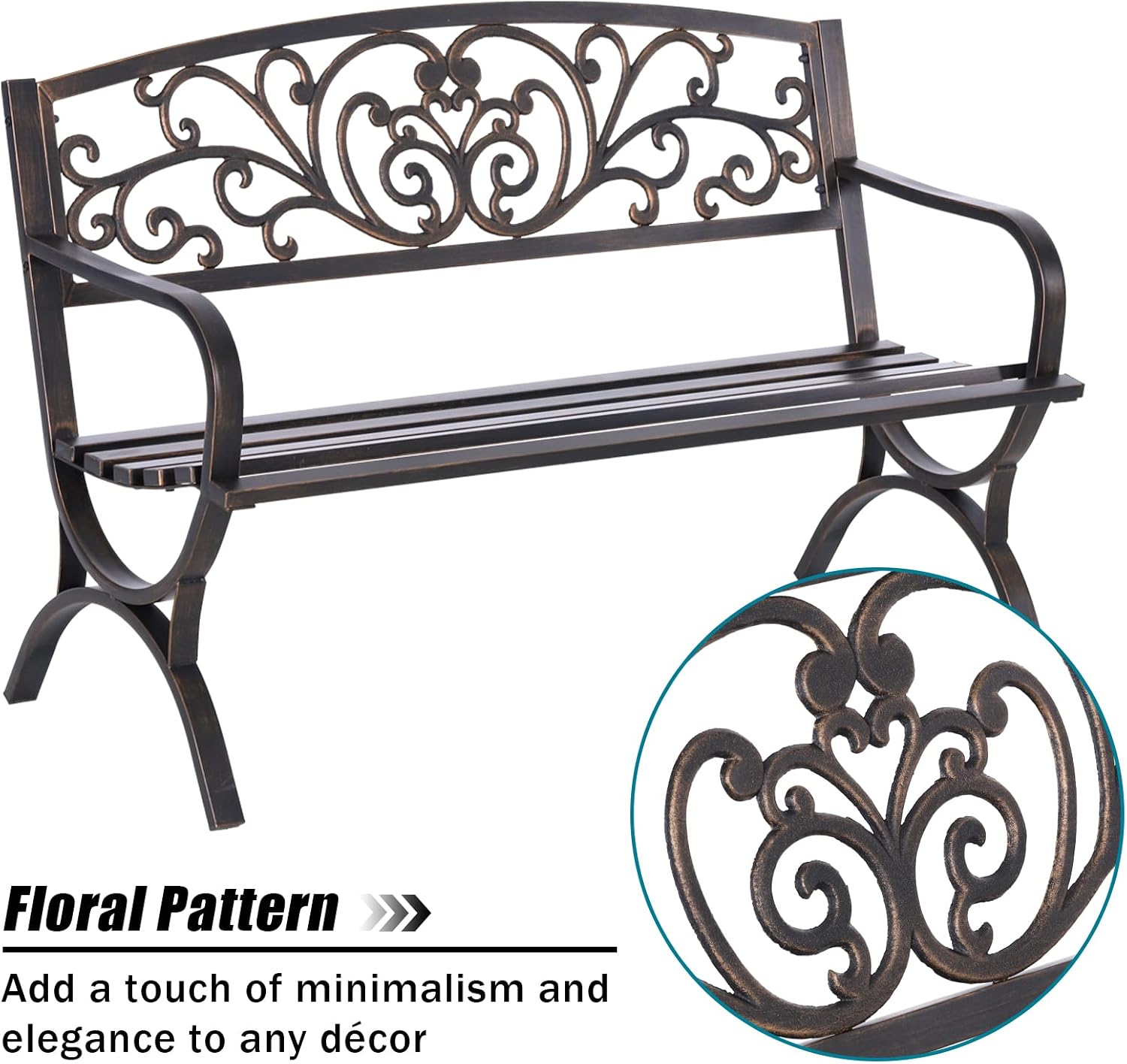 Bronze 50 Inch Outdoor Garden  - Garden Bench Metal recension och pris