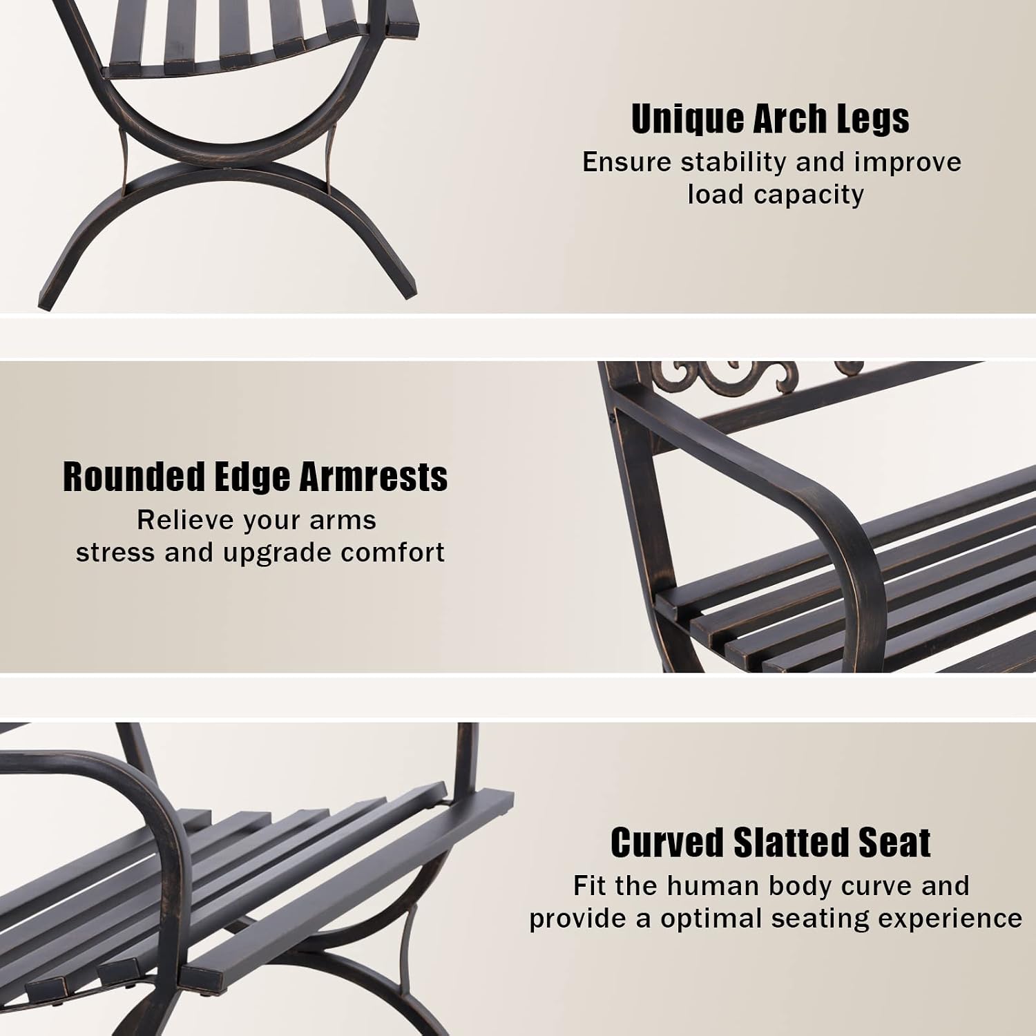 Bronze 50 Inch Outdoor Garden  - Garden Bench Metal recension och pris