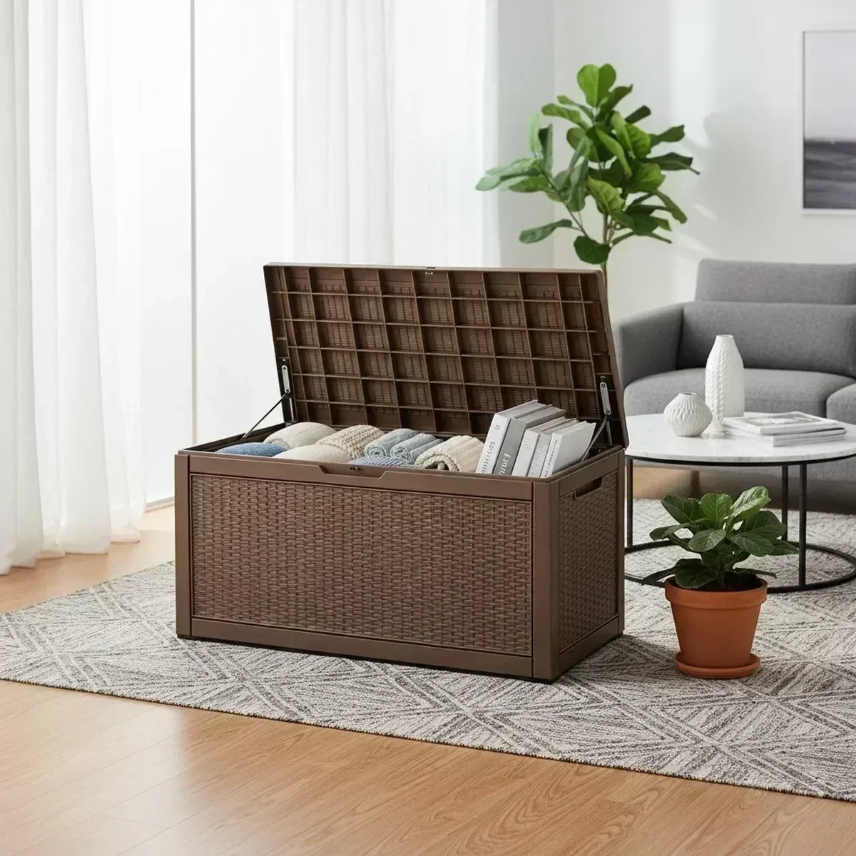Large Outdoor Storage Bench Wa - Outdoor Furniture Grey recension och pris