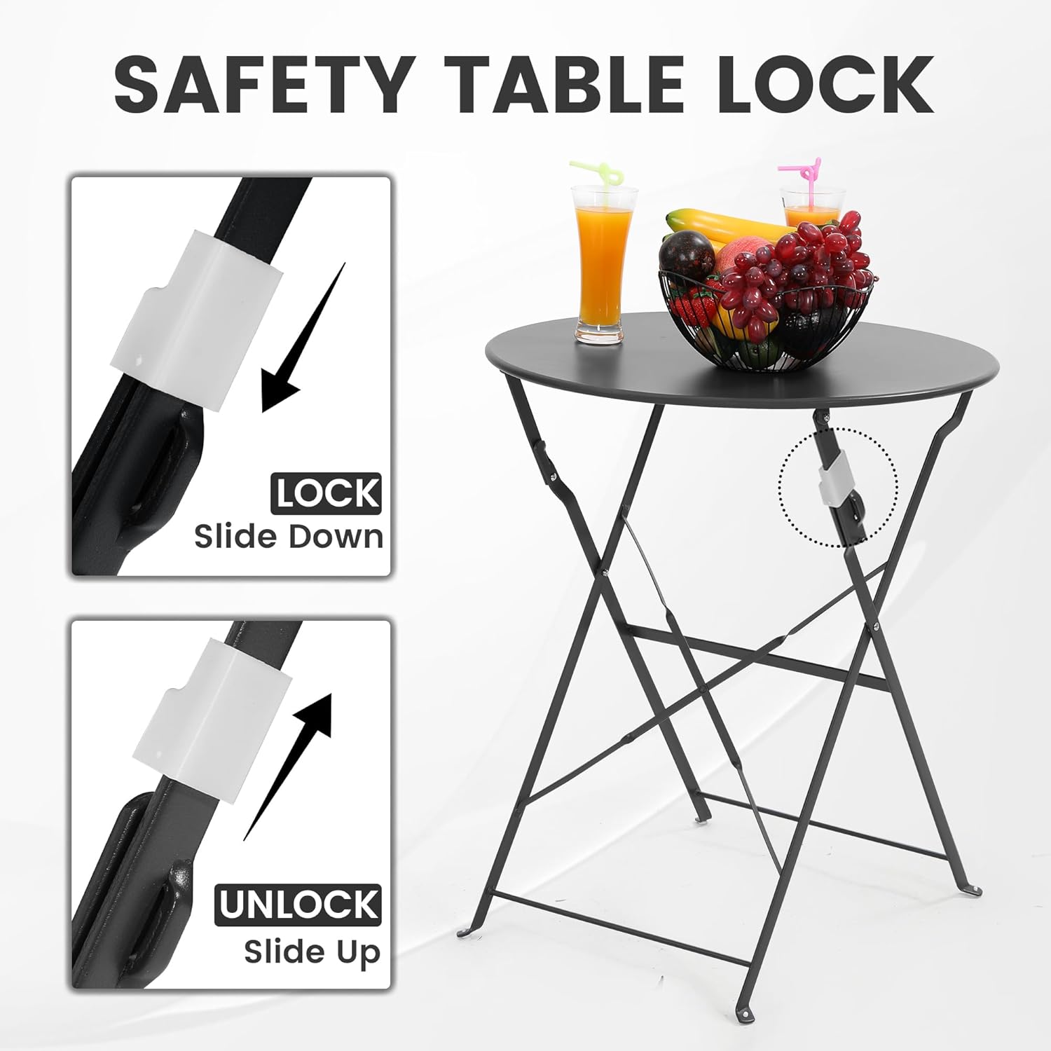 Space-saving black 3-piece fol - Outdoor Furniture Table recension och pris