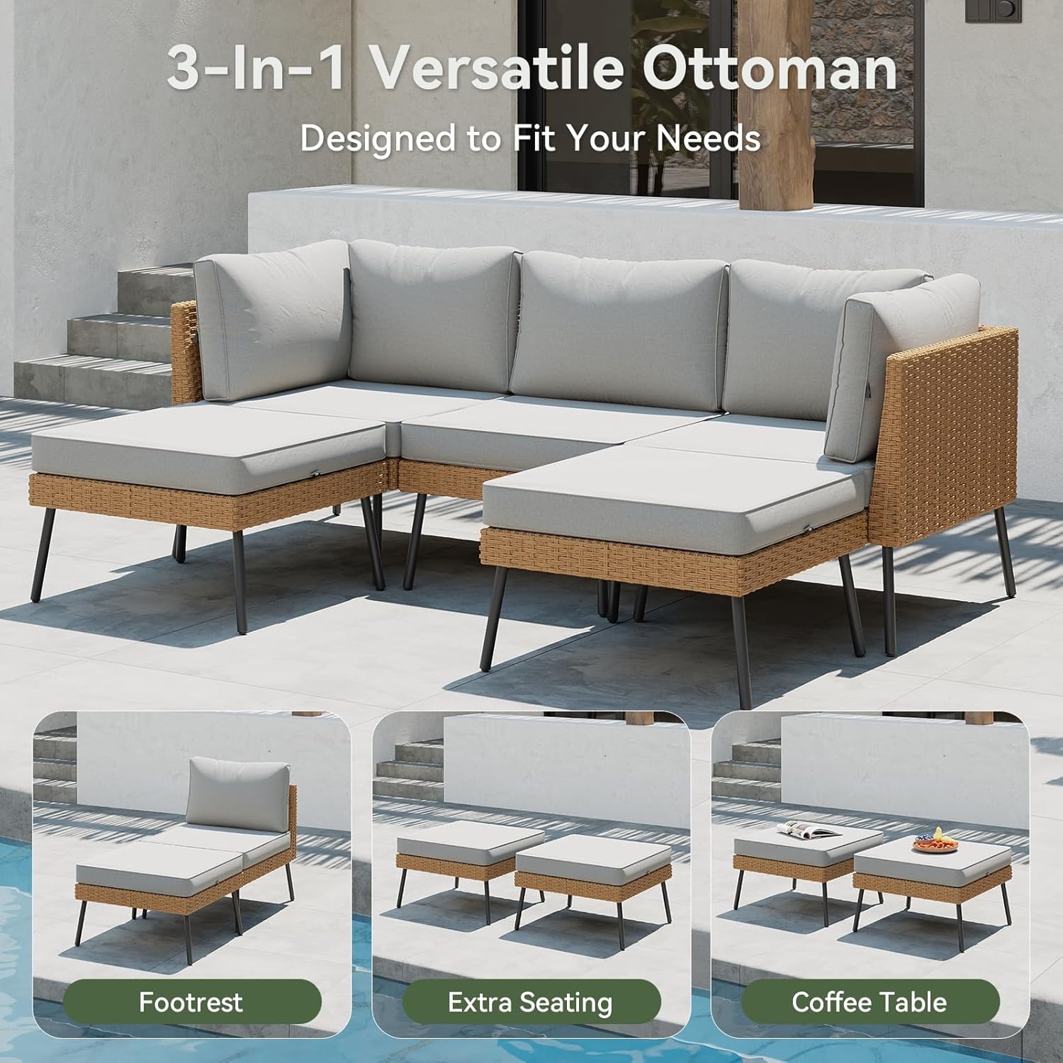 Aoxun 10 Piece Outdoor Patio F - Outdoor Furniture Grey recension och pris