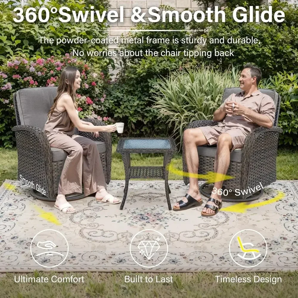 2-Piece Outdoor Swivel Rocking - Outdoor Furniture Grey recension och pris